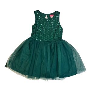 Green - Zunie Girl Girl's Fit & Flare Special Occasion Mesh Skirting Holiday Dre